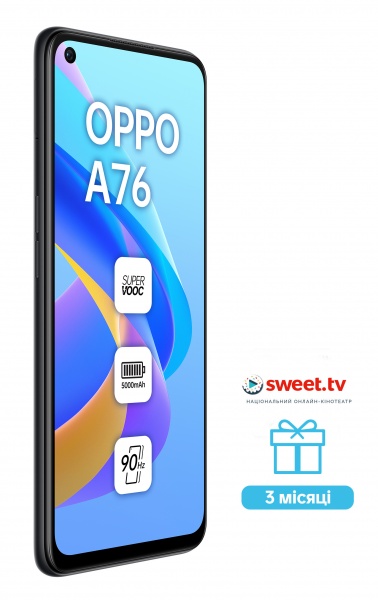 Смартфон OPPO A76 4/128GB glowing black (CPH2375) 