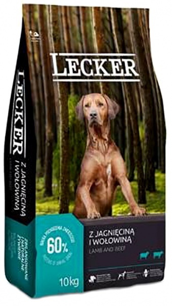 Корм сухий Lecker для дорослих собак з бараниною та яловичиною 10 кг