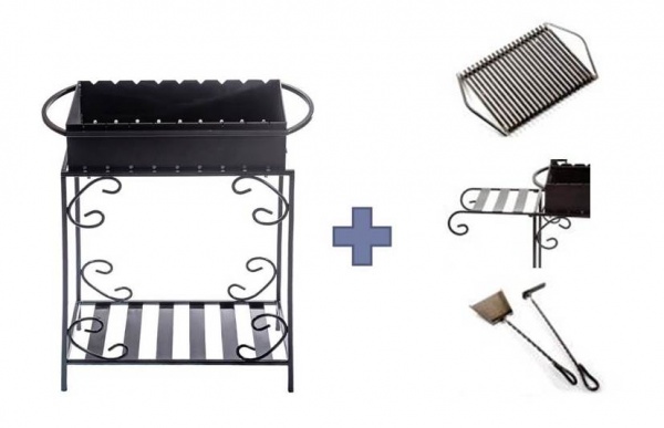 Комплект Metalzavod Мангал MA9-4D на 9 шампуров 4 мм с дровником и аксессуарами