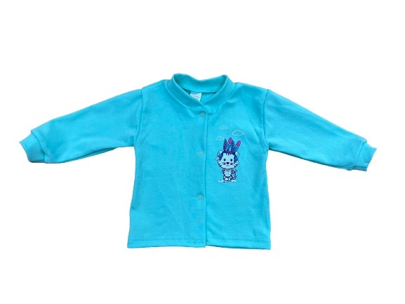 Кофтинка дитяча унісекс Bambinelli р.62 бірюзовий із принтом Кф301-5 