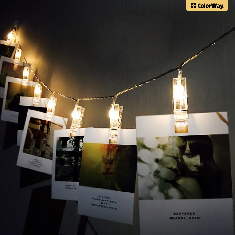 Гирлянда светодиодная ColorWay с прищепками для фото светодиодная (LED) 30 ламп 3 м (CW-LCP-20L30BU)