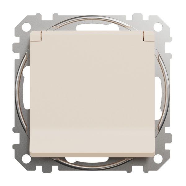 Розетка силова із заземленням Schneider Electric Sedna Design зі шторками з кришкою бежевий SDD112024