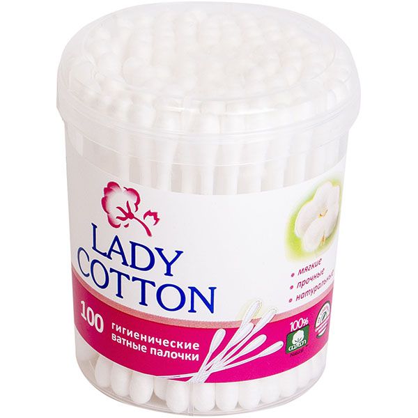 Ватні палички Lady Cotton 100 шт пластикова банка