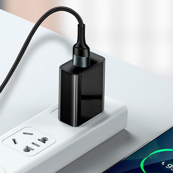 Кабель ColorWay USB - Type-C (nylon) 2.4 А 1 м черный (CW-CBUC045-BK) 