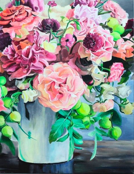 Розмальовка за контурами акриловий живопис Півонії Rosa Start 