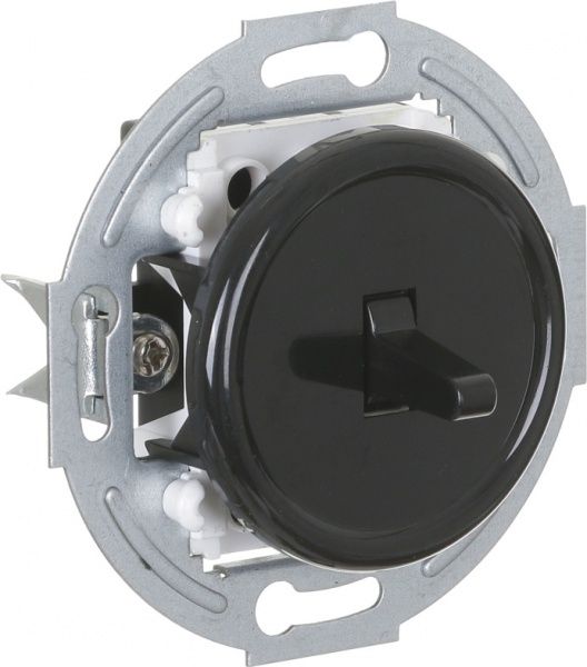 Механізм вимикача прохідний одноклавішний UP! (Underprice) Retro без підсвітки чорний HSN-SWP.H1G1W2-BK