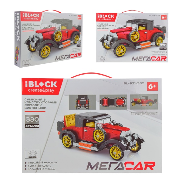Игрушка-конструктор Iblock Машинка 330 деталей PL-921-335