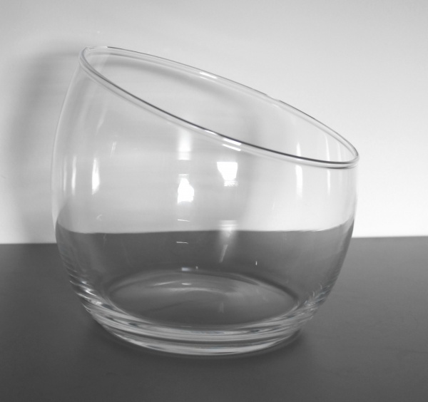 Ваза стеклянная прозрачная аквариум скошенная H155D165 15,5 см 