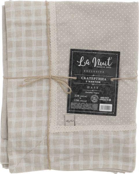 Скатертина Шале горох з кантом 136x220 см бежевий La Nuit 