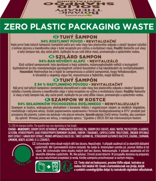 Шампунь твердый Botanic Therapy Имбирное восстановление для истощенных, тонких волос 60 г