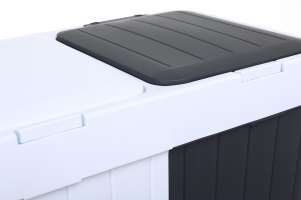 Корзина для белья RIO двойная универсальная TWINS 561х342х589 мм 80 л белый/графитовый 