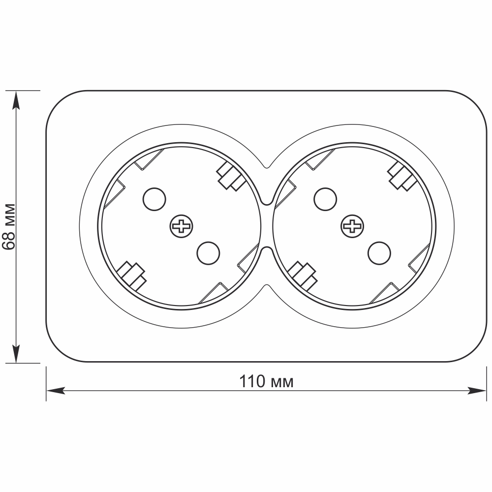 Розетка двойная бытовая с заземлением Binera IP20 черный 27077