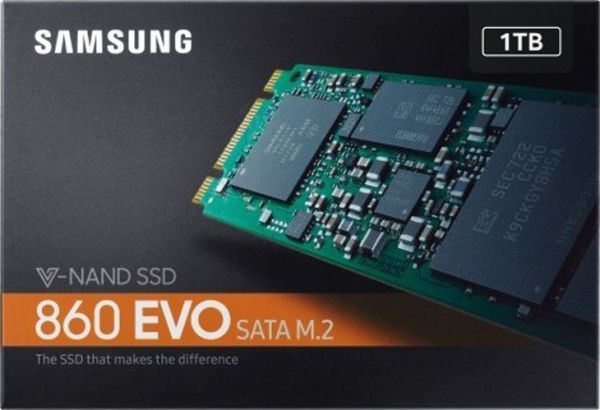 SSD-накопитель Samsung 860 Evo-Series 1000GB M.2 SATA III 3D V-NAND (MZ-N6E1T0BW) 
