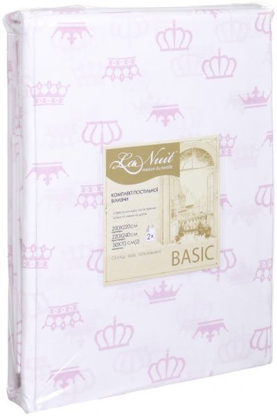 Комплект постільної білизни Basic Корона 1.5 рожевий La Nuit 
