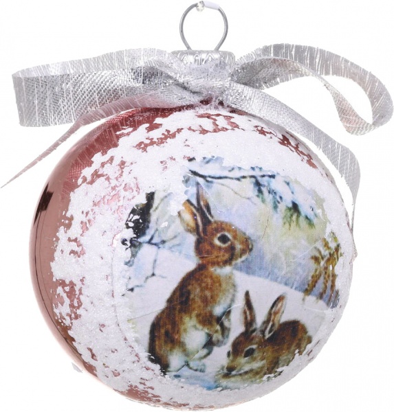 Шар новогодний символ года декупаж d 60 мм в ассортименте