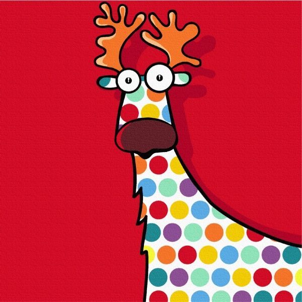 Холст на картоне с контуром Яркие животные 2 20х20 см Rosa Start 