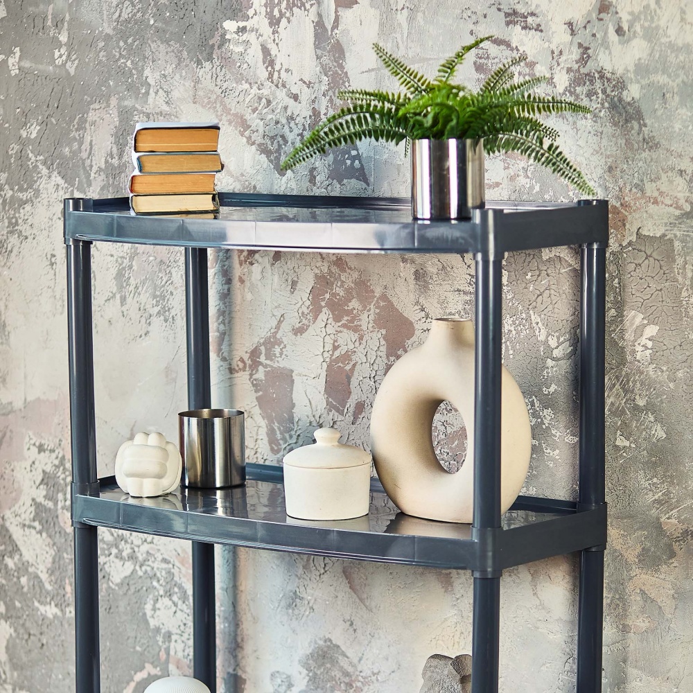 Стелаж 1800x370x820 мм Алеана граніт пластик полиці 5 шт. без покриття