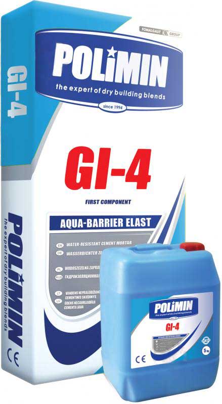 Гідроізоляційна суміш Polimin GI-4 Aqua barrier elast 17,5 кг + 5 л 