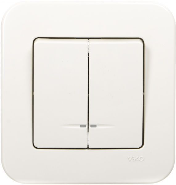 Вимикач двоклавішний Viko Rollina з підсвіткою 10 А 250В кремовий 90421050
