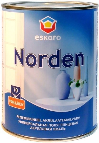 Емаль Eskaro акрилова Norden 70 білий напівглянець 0,9л