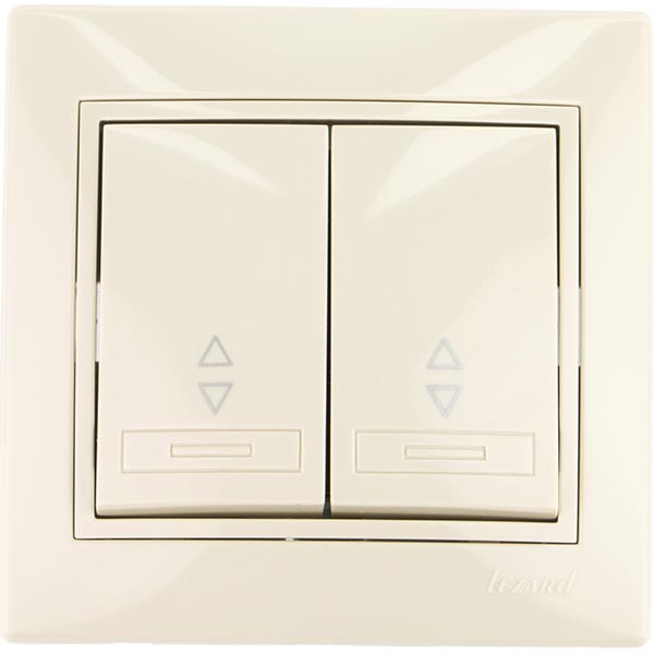 Выключатель проходной двухклавишный Lezard Mira без подсветки 10 А 250В IP20 кремовый