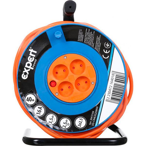 Удлинитель на катушке Expert Power без заземления 4 гн. бронза 40 м DG-CR4E2G25M40;DG-CR4E2G25M50 