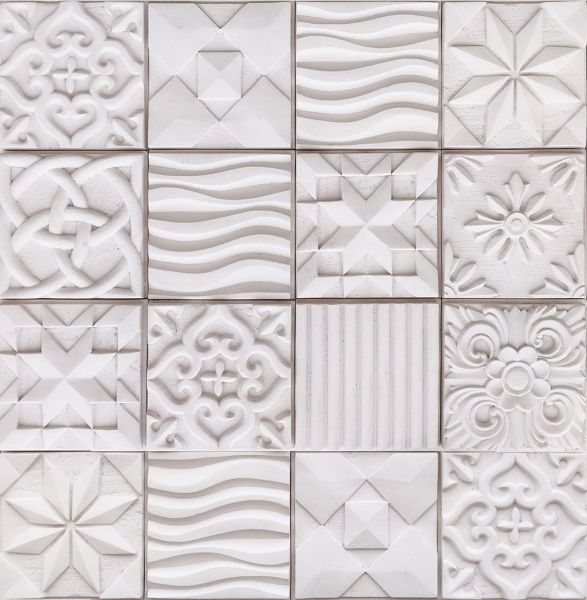 Плитка гипсовая прямая RUSTIKA Порту белая 0,35 кв.м 