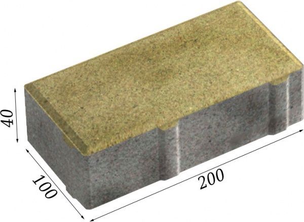 Тротуарна плитка Золотой Мандарин Цегла гірчична 200 х 100 х 40 мм.