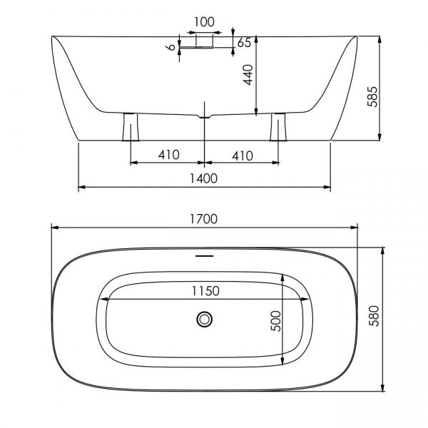 Ванна акриловая Imprese IT525 170x80 Bilina (F) 