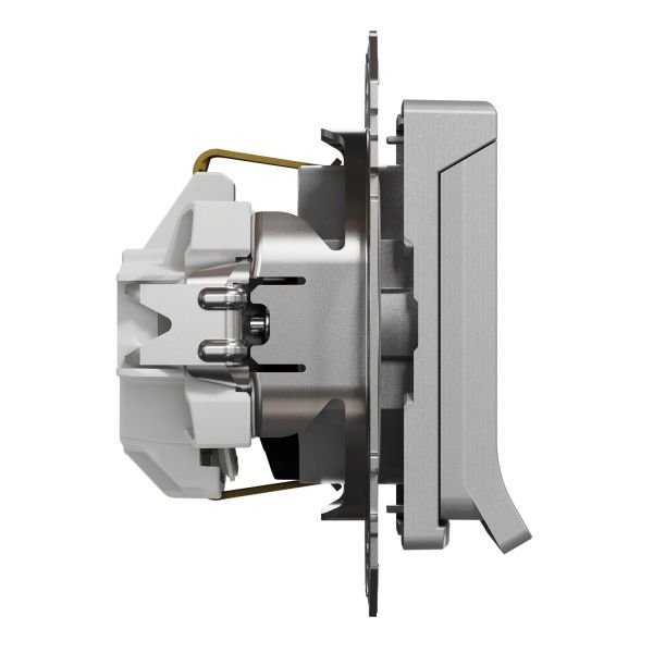 Розетка силовая с заземлением Schneider Electric Sedna Design со шторками с крышкой алюминий SDD113024