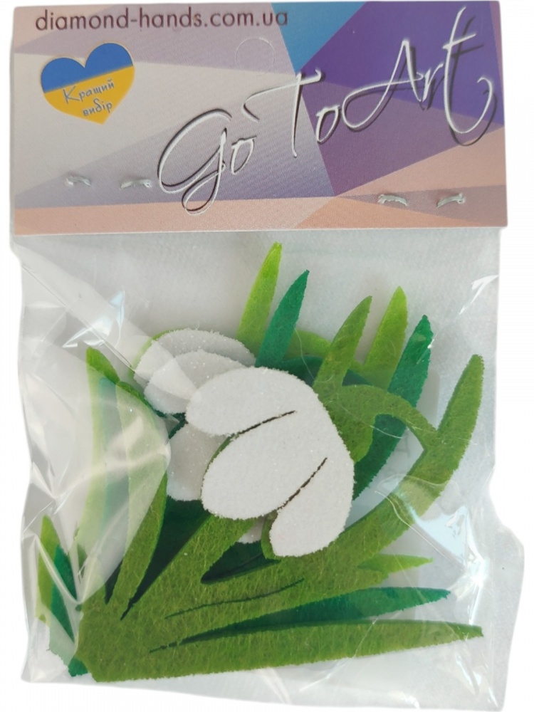 Декоративное изделие GoToArt из фетра Подснежник 8 см 3 шт. белый/зеленый