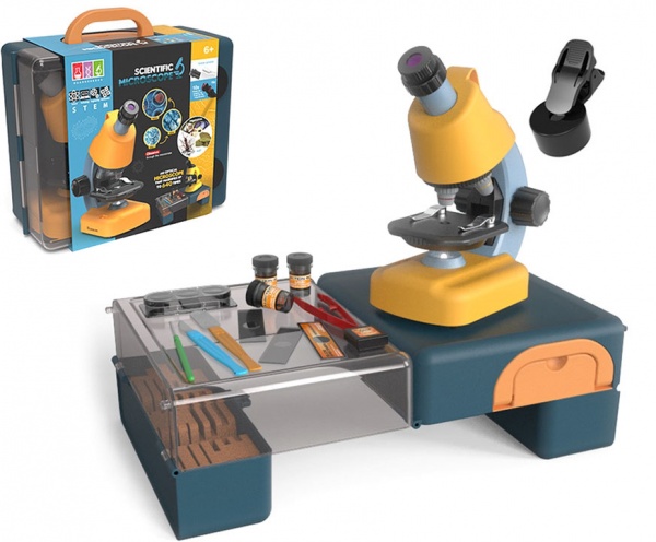 Науково-ігровий набір GUANG XUE BAO Мікроскоп жовтий в чемодане з фонариком OTG0925374