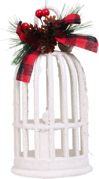 Декоративная подвеска Скворечник с декором 17x8x8 см E2101B белый