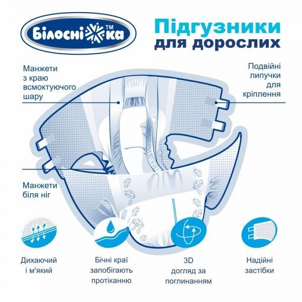 Подгузники для взрослых Білосніжка Medium 18 шт.