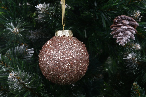 Елочная игрушка в форме шара с пайетками и блестками 8 см CAA126690 