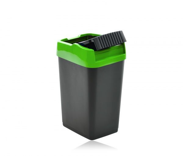 Бак для сміття з кришкою Heidrun Push & Up 18 л чорний із салатовим 1341