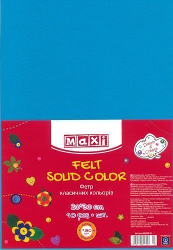 Фетр Maxi 1 шт. MX61622-11 2 мм 20х30 см голубой