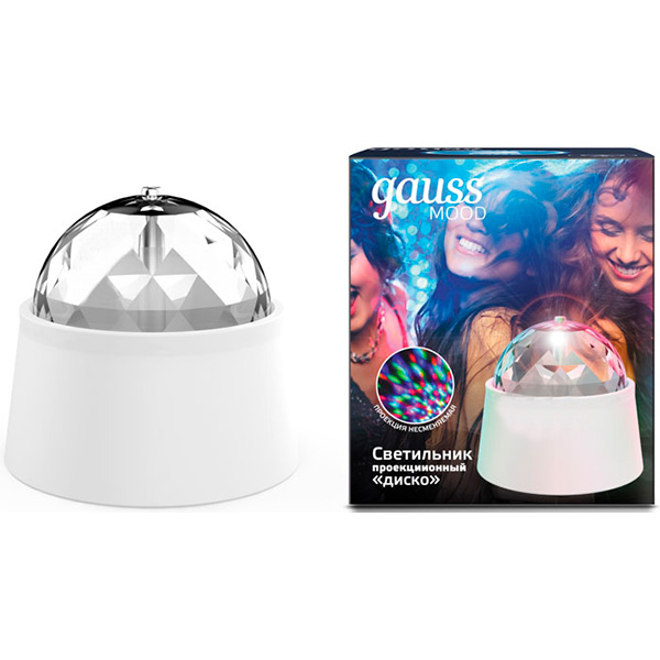 Ночник-проектор Gauss Mood Disco LED сфера 3 Вт белый