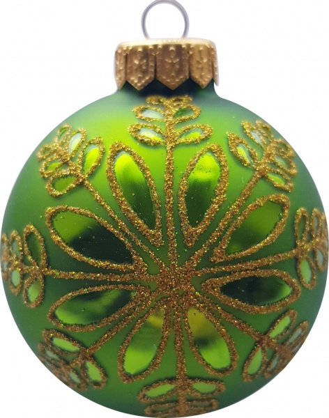 Шар стеклянный Юріта d 80 mm Снежинка А80121М зеленый