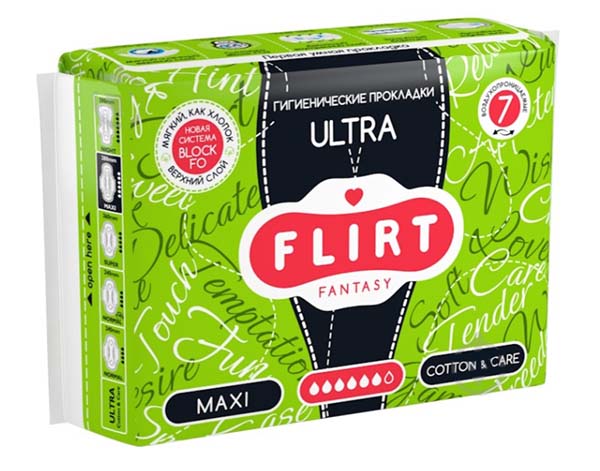 Прокладки гигиенические fantasy FLIRT ultra cotton&care super 7 шт.