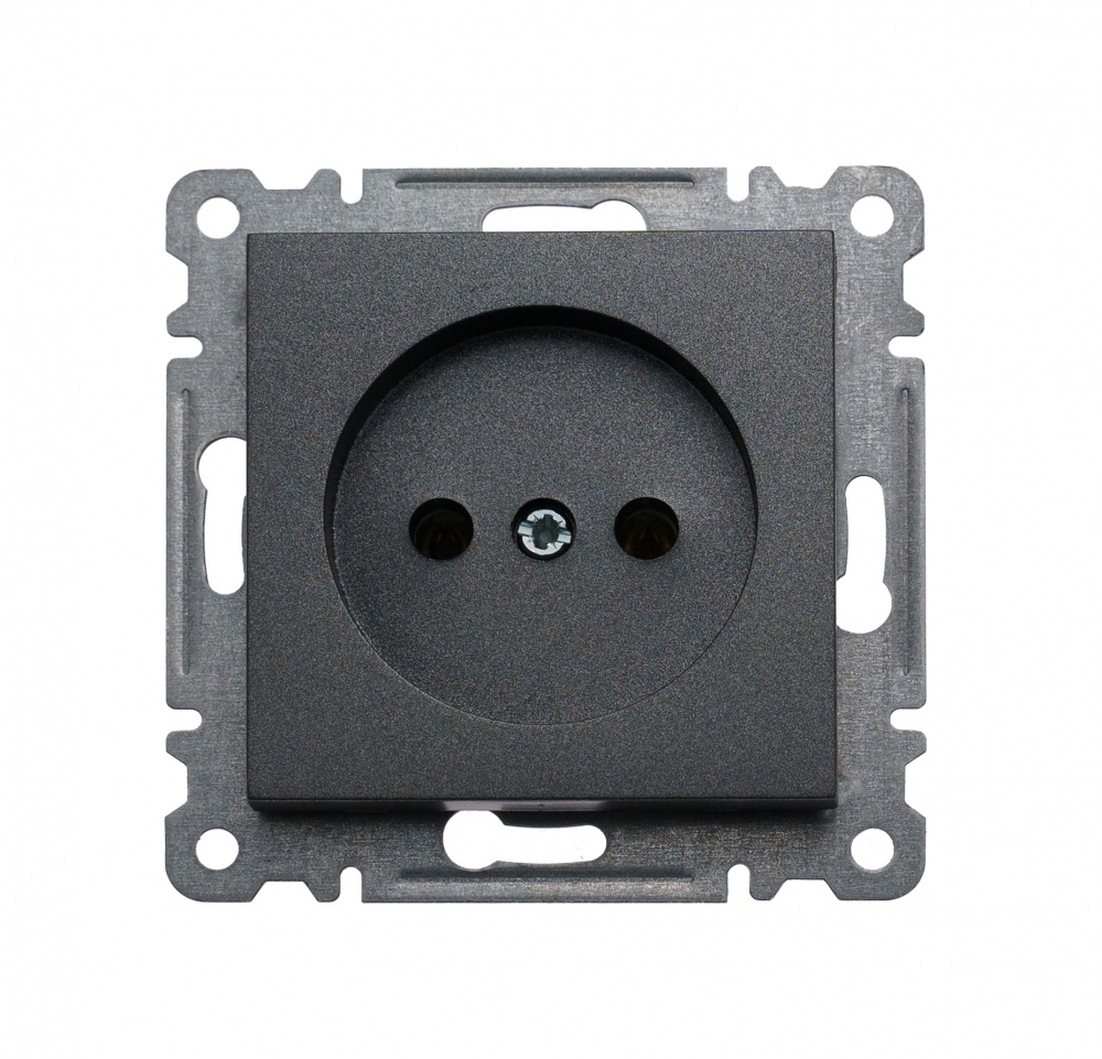 Механізм розетки без заземлення Makel Karea IP20 димчастий 57050022