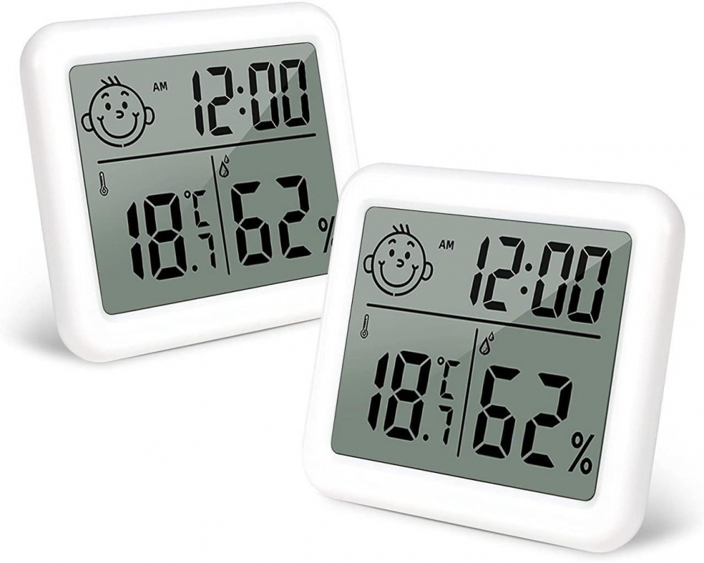 Термогигрометр цифровой с часами CX-0813 белый