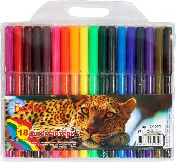 Набор фломастеров Фауна 18 цветов 5-103/1 Барвінок