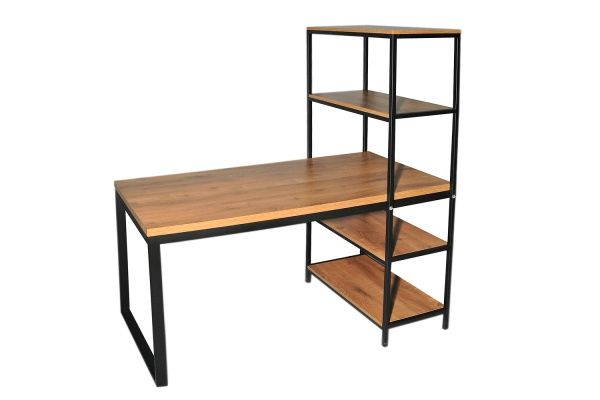 Стол компьютерный Лугалпроф Ай-Петры черный/дуб полено 