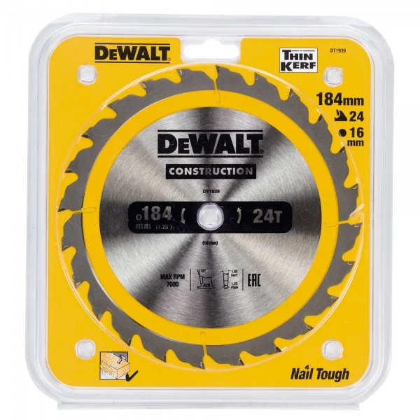 Пильный диск DeWalt DT1939 184x16x1,7 Z24 DT1939
