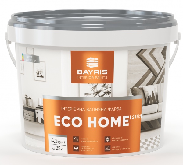 Фарба інтер'єрна вапняна Bayris ECO HOME + мат білий 4,2кг 