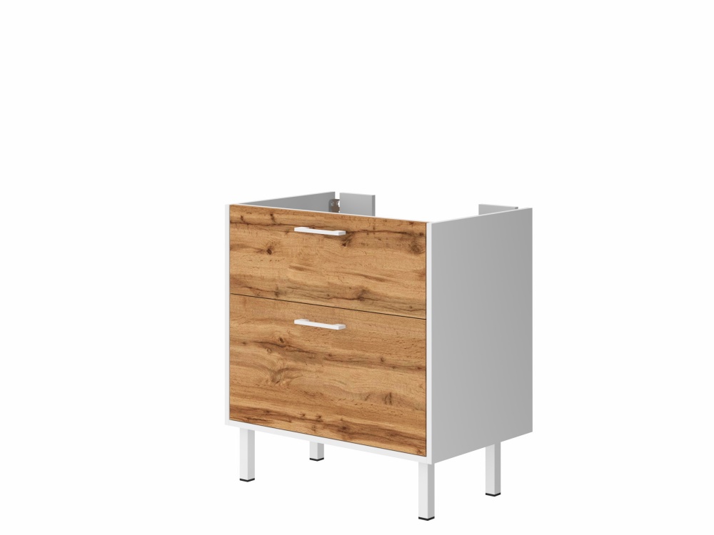 Тумба ЮВЕНТА Afina 70 см біла + Дуб Вотан під стільницю або умивальник Piedra 70