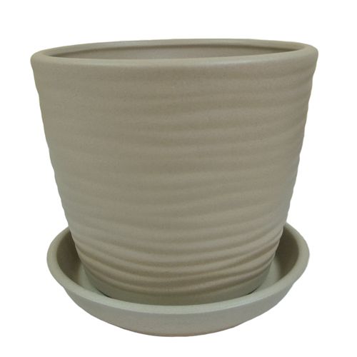 Горщик керамічний Оріана-Запоріжкераміка Грація Хвиля №1 крихта круглий 7л капучино 