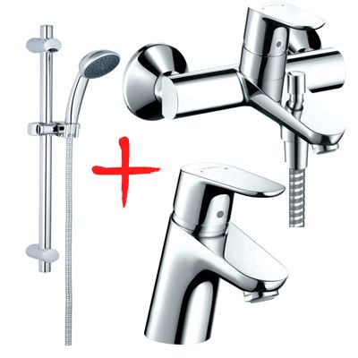 Набор душевой Hansgrohe Crometta + 2 смесителя Hansgrohe Focus E2