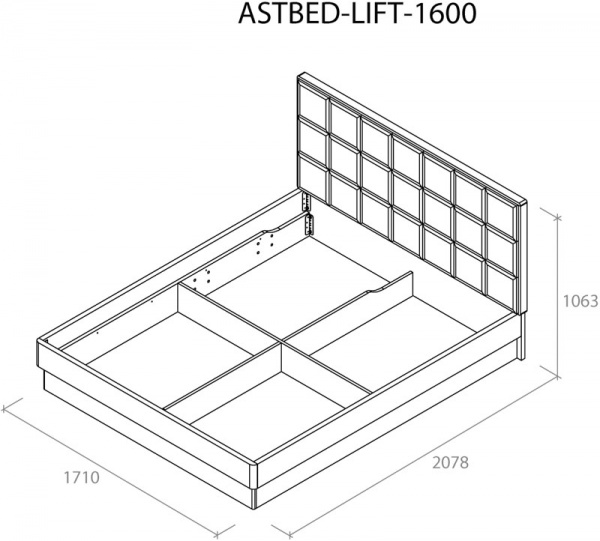 Кровать с подъемным механизмом Aqua Rodos Astrid ASTBed-Lift-1600 160x200 см белый матовый 